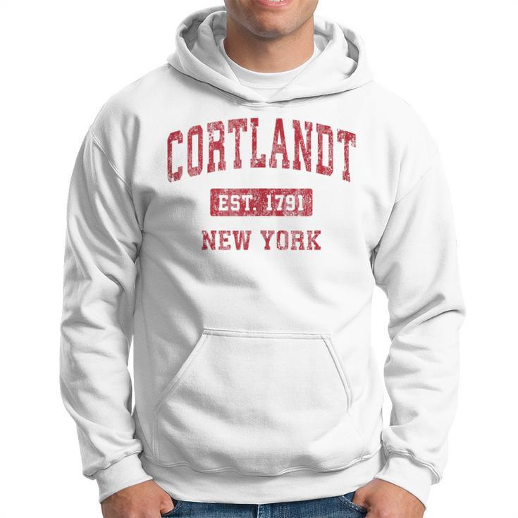 Cortlandt New York Ny Vintage Sports Red Hoodie