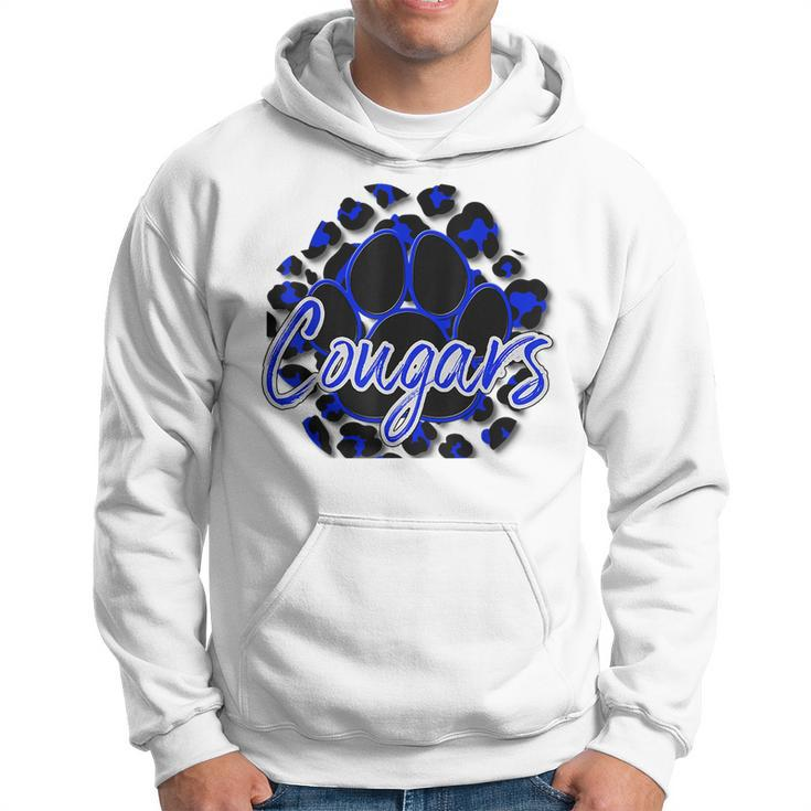 Cougar Blue Black Cheetah School Sports Fan Team Spirit Hoodie