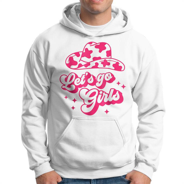 Cowboy Hat Boots Lets Go Girls Cowgirls Pink Groovy Hoodie