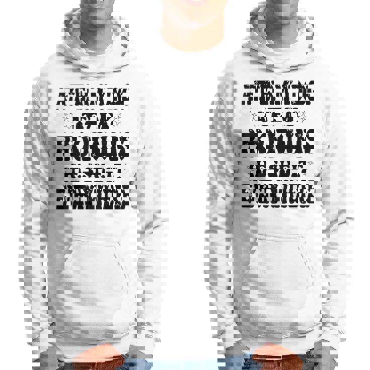 After My Dog Ate My Pronouns He She It Everywhere Hoodie