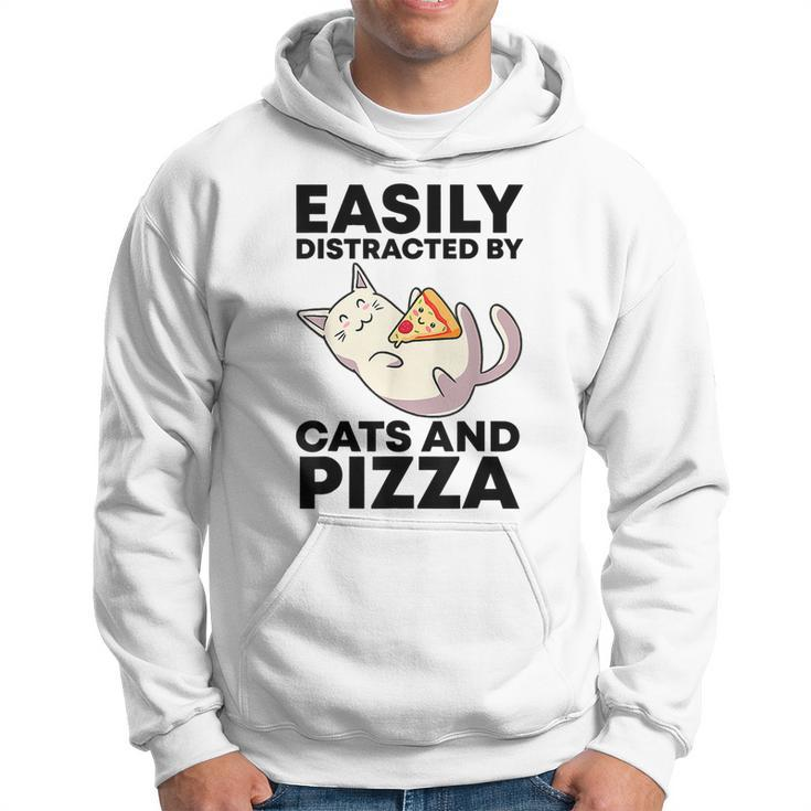 Easily Distracted By Cats And Pizza Kawaii Cat Lovers Hoodie
