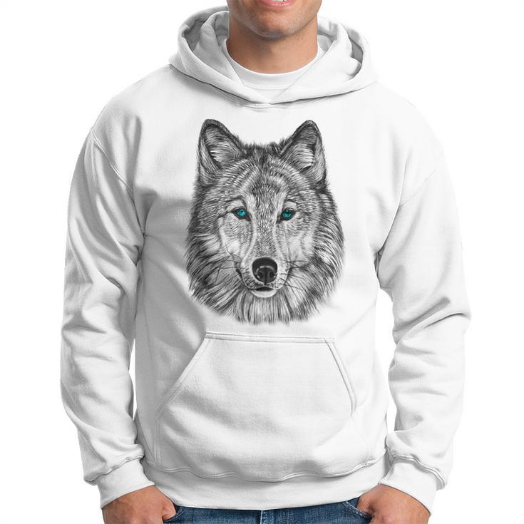 Fearless Eye Of The Wolf Face Print Black And White Graphic  Gift For Women Hoodie