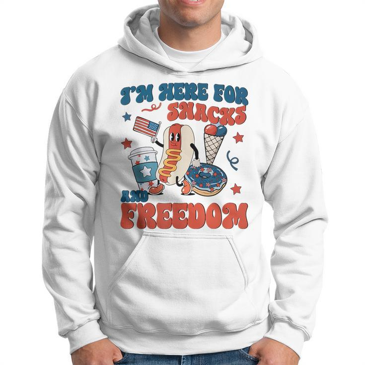 Funny Hot Dog Im Here For The Snacks And Freedom 4Th July Freedom Funny Gifts Hoodie
