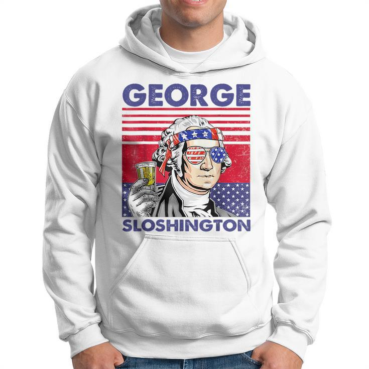 George Sloshington 4Th Of July Funny Drinking Presidents Drinking Funny Designs Funny Gifts Hoodie