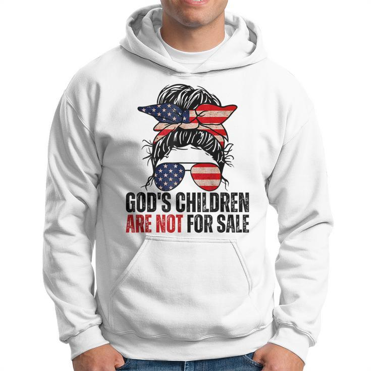 Gods Children Are Not For Sale - Messy Bun Usa Flag Glasses  Usa Funny Gifts Hoodie