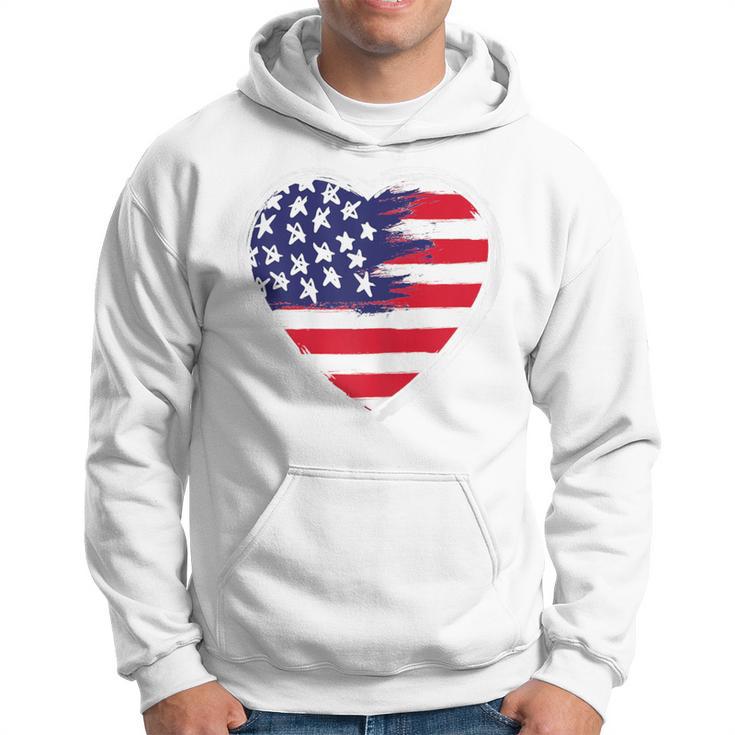 Heart Us Flag 4Th Of July Patriotic American Stars Stripes Hoodie