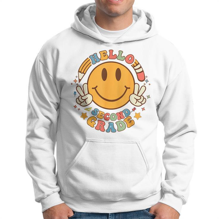 Hello 2Nd Grade Smile Pencil Groovy Back To Shool 2Nd Grade Hoodie