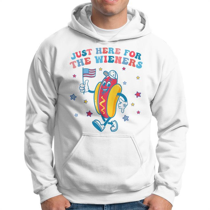 Im Just Here For The Wieners Funny 4Th Of July Boys Girls  Hoodie