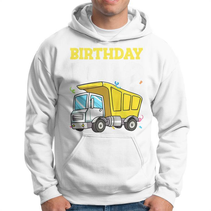 Kids Birthday Boy 2 Two Construction Truck 2Nd Birthday Toddler  Hoodie