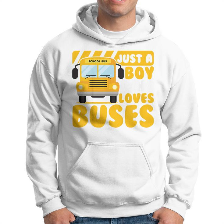 Kids School Bus Boys Funny Just A Boy Who Loves Buses  Hoodie