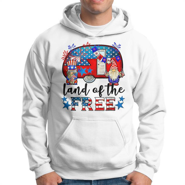 Land Of The Free American Flag Gnomes Funny Camping July 4Th  Hoodie