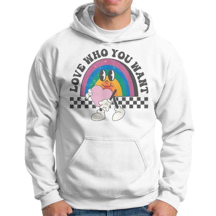 Love Who You Want Retro Distressed Lgbtq Pride Love Is Love  Hoodie
