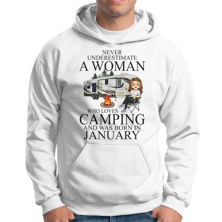 Never Underestimate A Woman Who Love Camping Born In January Hoodie