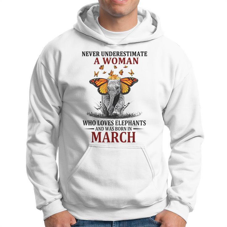 Never Underestimate A Woman Who Loves Elephants March Hoodie