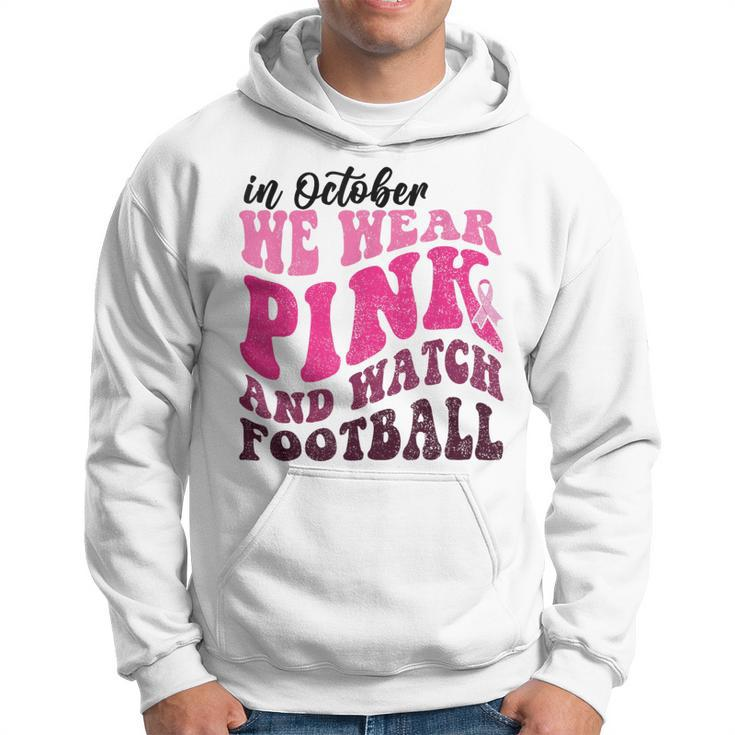 In October We Wear Pink Football Pumpkin Breast Cancer Hoodie
