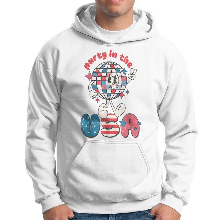 Party In The Usa 4Th Of July Patriotic Disco Ball Retro Patriotic Funny Gifts Hoodie