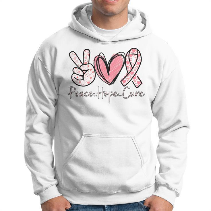Peace Hope Cure Breast Cancer Awareness Family Support Pink Hoodie
