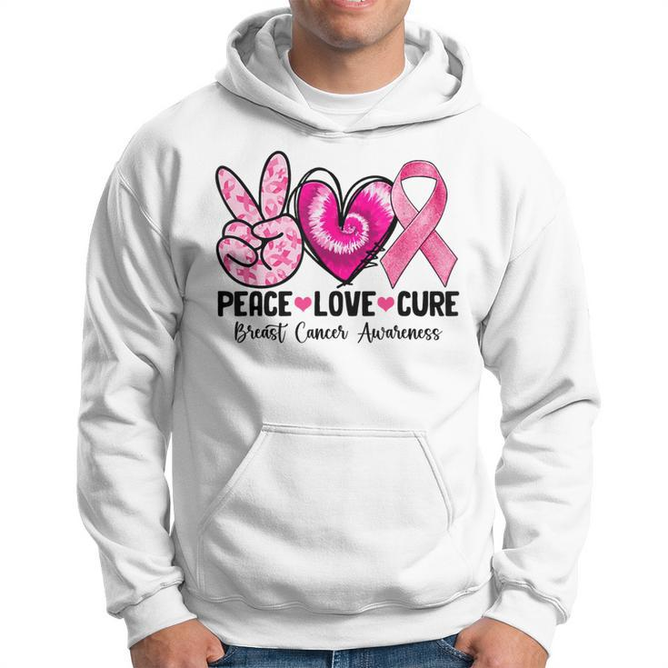 Peace Love Cure Breast Cancer Awareness Warrior Pink Ribbon Hoodie