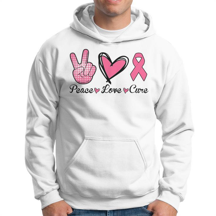 Peace Love Cure Heart Pink Ribbon Breast Cancer Awareness Hoodie