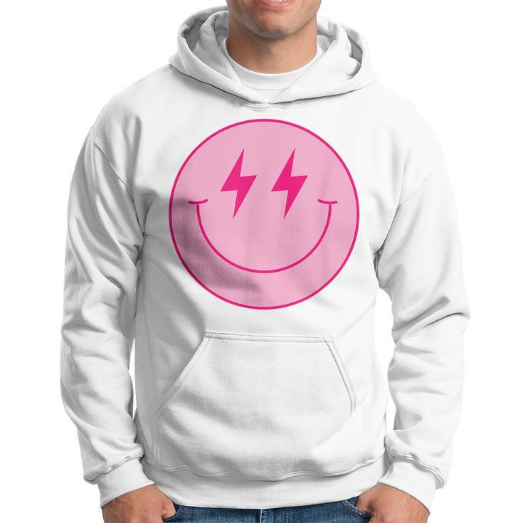 Pink Smile Face Cute Happy Lightning Smiling Face Hoodie