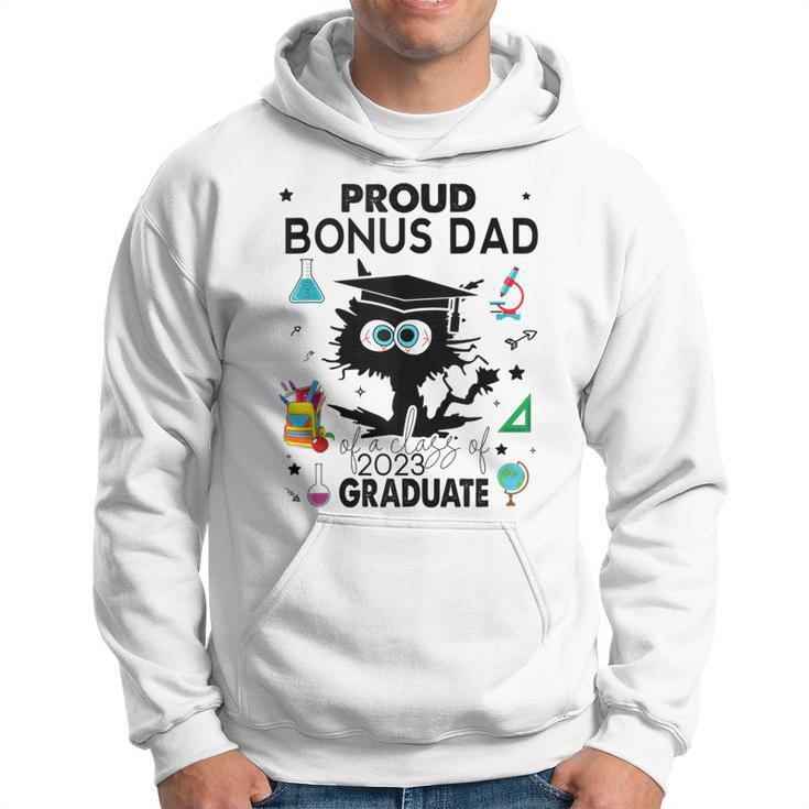 Proud Bonus Dad Of A Class Of 2023 Graduate Funny Black Cat Hoodie