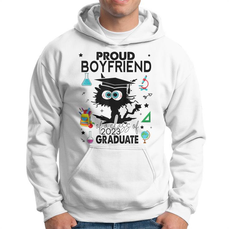 Proud Boyfriend Of A Class Of 2023 Graduate Funny Black Cat Hoodie