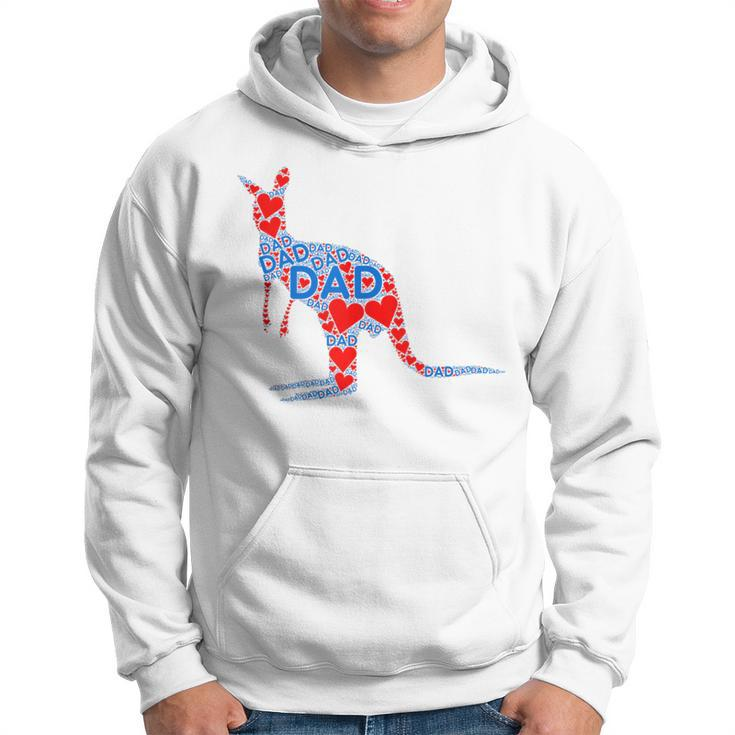 Red Heart Love Blue Dad - Cute Kangaroo Daddy Fathers Day  Hoodie