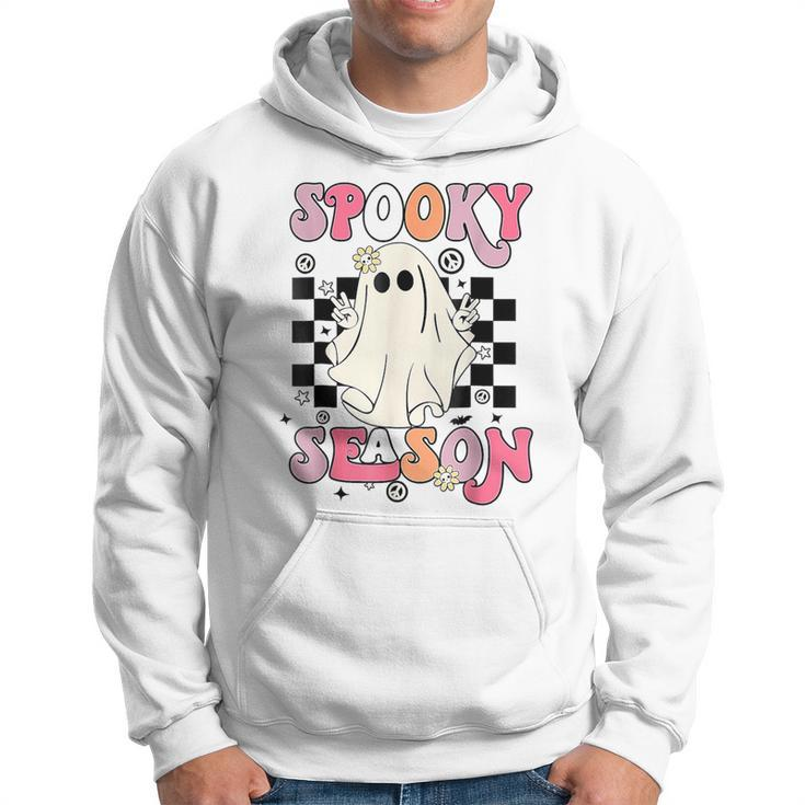 Retro Hippie Halloween Cute Ghost Spooky Season  Hoodie