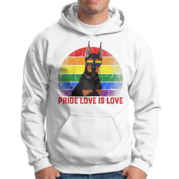 Retro Lgbt Pride Love Is Love Doberman Dog  Hoodie
