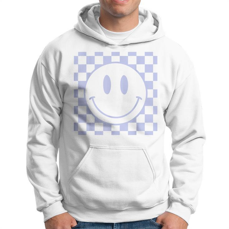Retro Smile Face Vintage Checkered Pattern 70S Happy Face Hoodie
