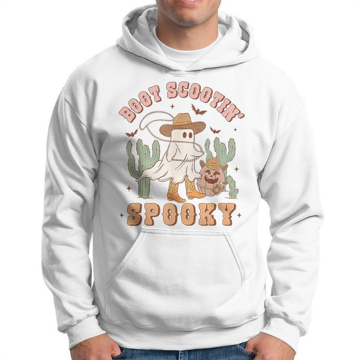 Retro Western Halloween Cowboy Ghost Boot Scootin Spooky Hoodie