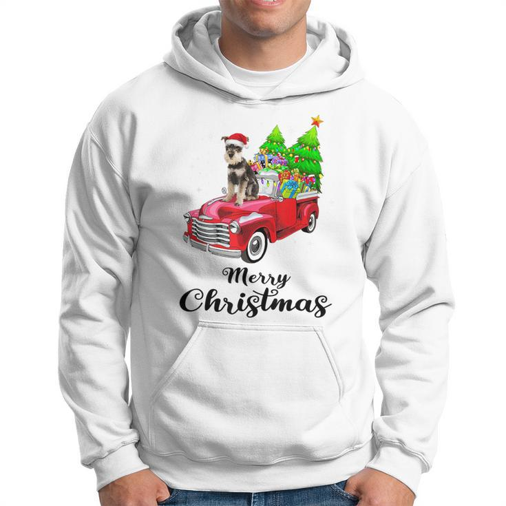 Schnauzer Ride Red Truck Christmas Pajama Hoodie