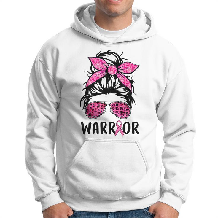 Support Squad Messy Bun Pink Warrior Breast Cancer Awareness Breast Cancer Awareness Funny Gifts Hoodie