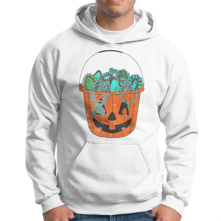 Turquoise Jack-O'-Lantern Halloween Pumpkin Turquoise Hoodie