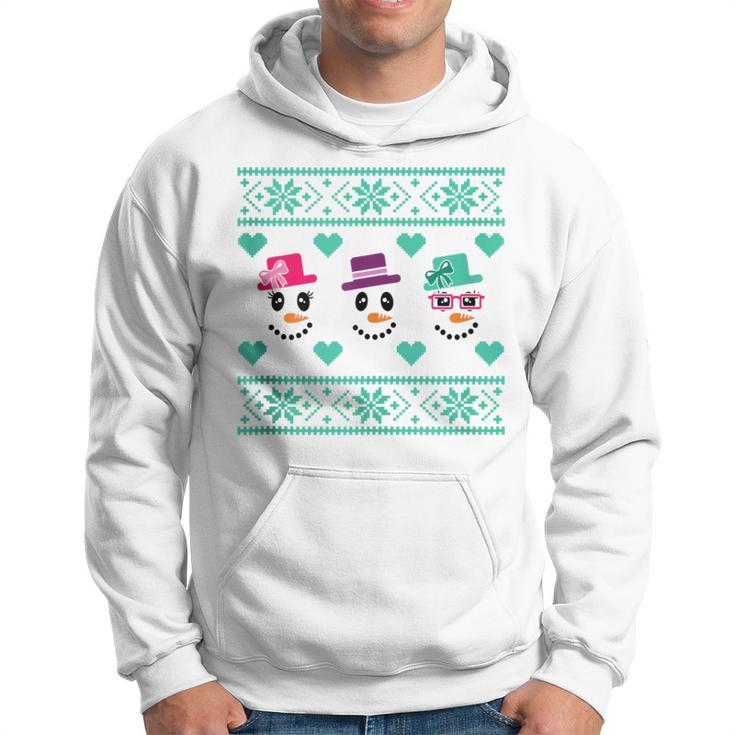 Ugly Christmas Sweater Style Snowmen Hoodie