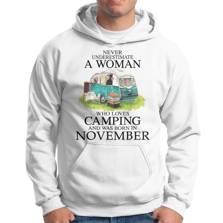 Never Underestimate Who Loves Camping November Hoodie