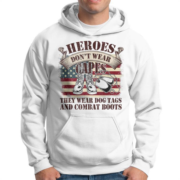 Us Flag Veterans Day Army Soldier Dogtags Combat Boots Hero  Hoodie