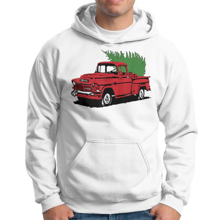 Vintage Christmas Old Red Pickup Truck Tree Holiday Hoodie