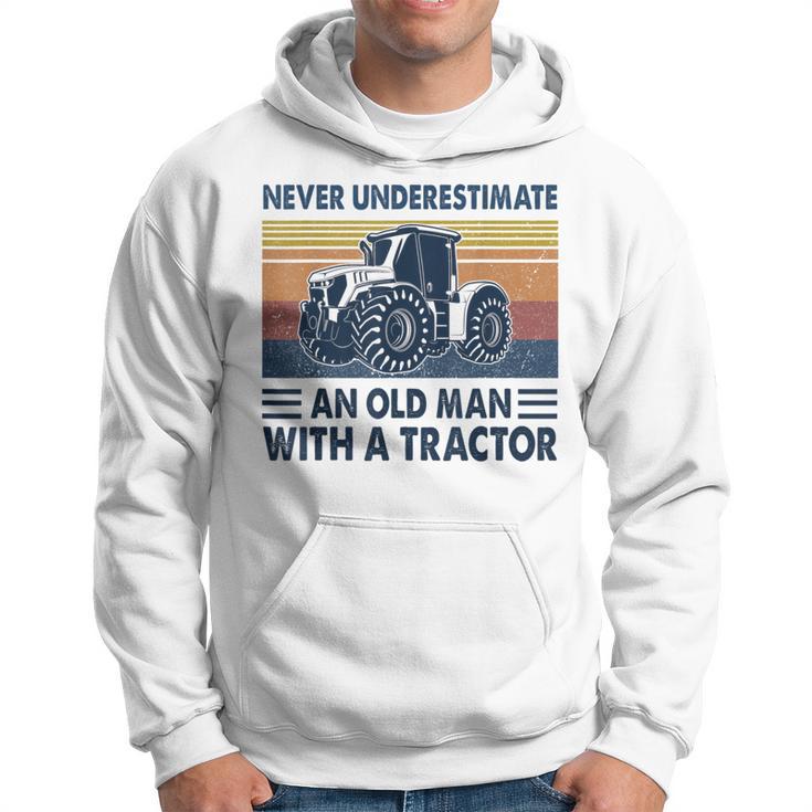 Vintage Never Underestimate An Old Man With A Tractor Hoodie