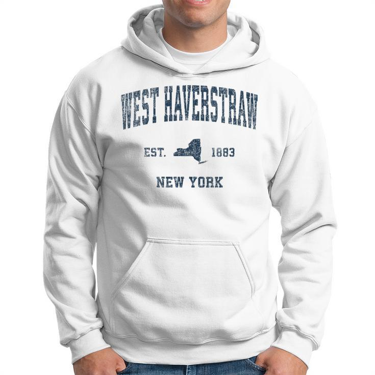 West Haverstraw New York Ny Vintage Sports Navy Print Hoodie