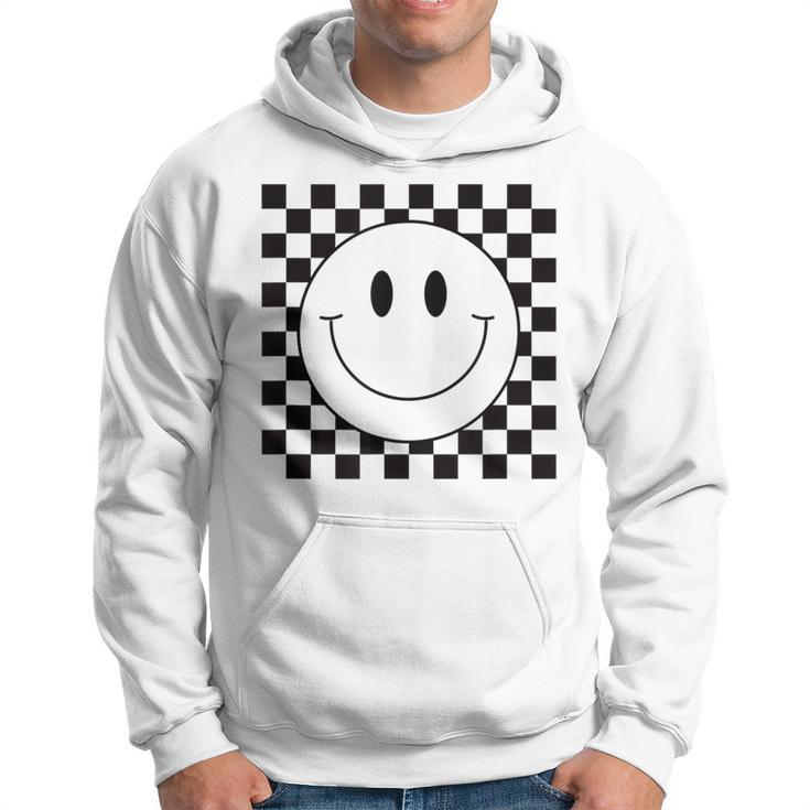 Yellow Smile Face  Cute Checkered Pattern Smiling Happy  Hoodie