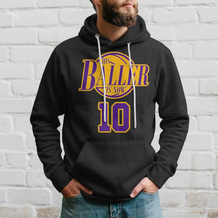 10 Years Old Birthday Basketball Baller Purple And Yellow Hoodie Gifts for Him