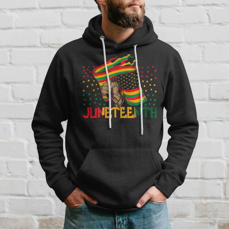 1865 Junenth Black History African American Family Flag Hoodie Gifts for Him