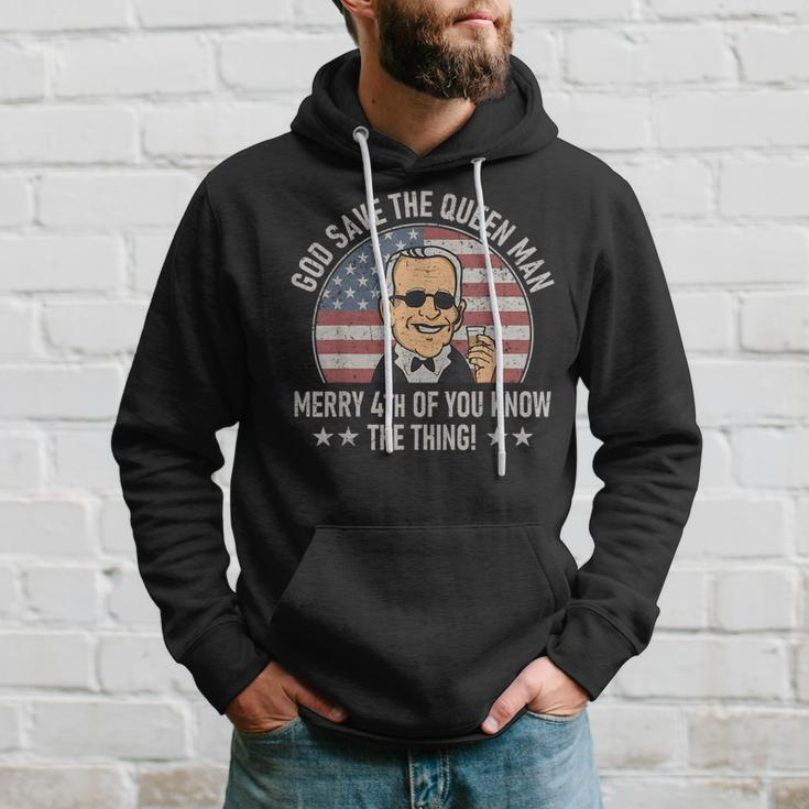 4Th Of July God Save The Queen Man Funny Usa Joe Biden Meme Hoodie Gifts for Him