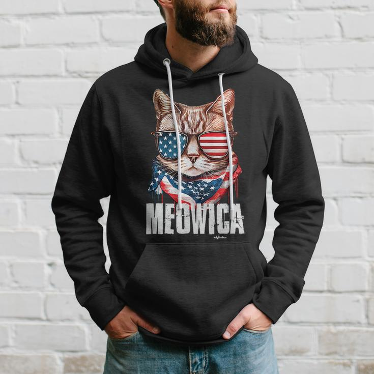 4Th Of July Meowica American Flag Cat Hoodie Gifts for Him