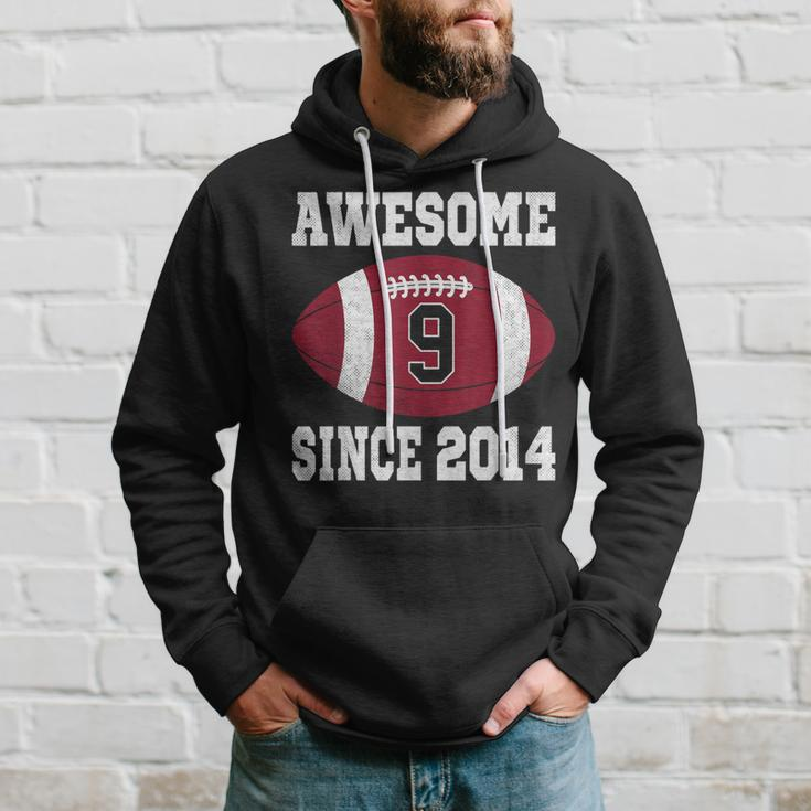 9Th Birthday Football Player 9 Years Old Vintage Sports Hoodie Gifts for Him
