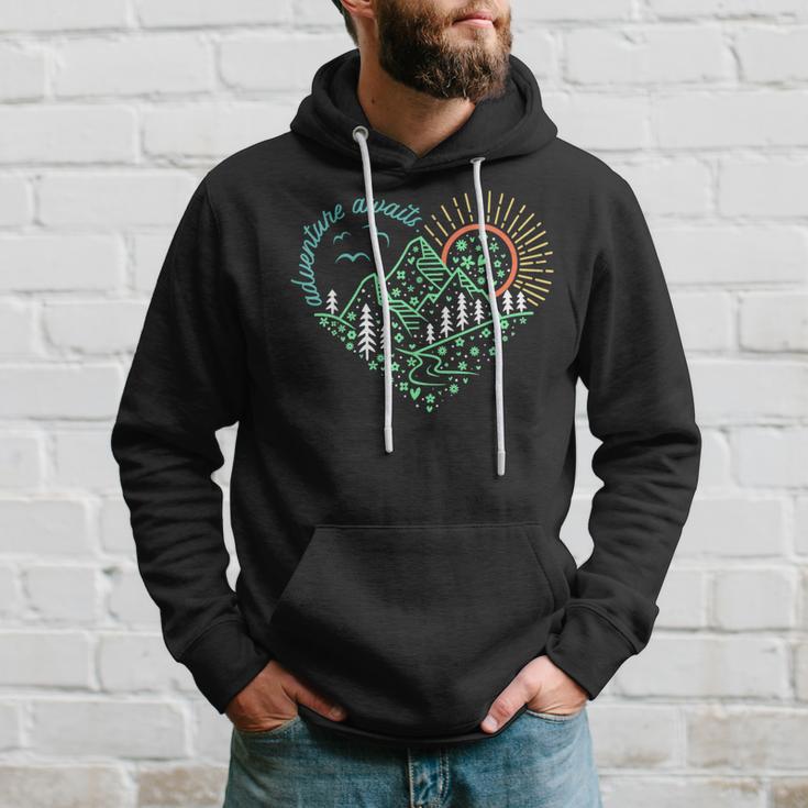 Adventure Awaits Explore More Nature Hiking Camping Hoodie Gifts for Him