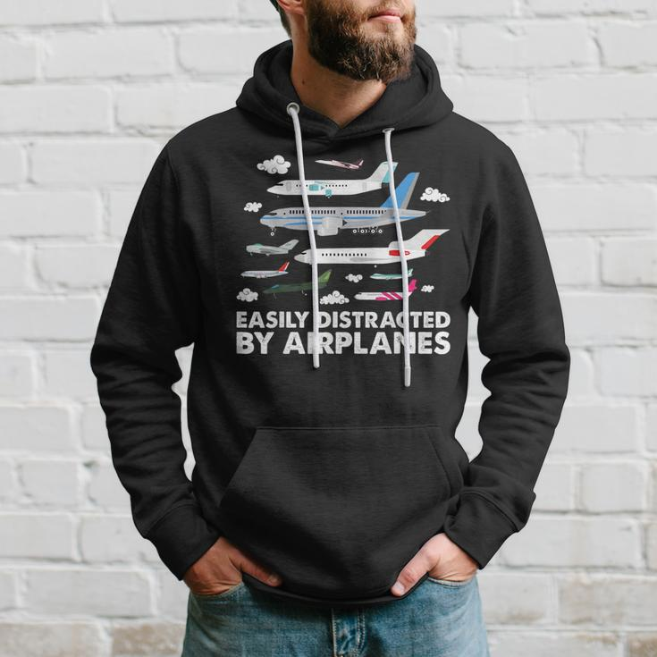 Aircraft Easily Distracted By Airplanes Pilot Aviator Hoodie Gifts for Him