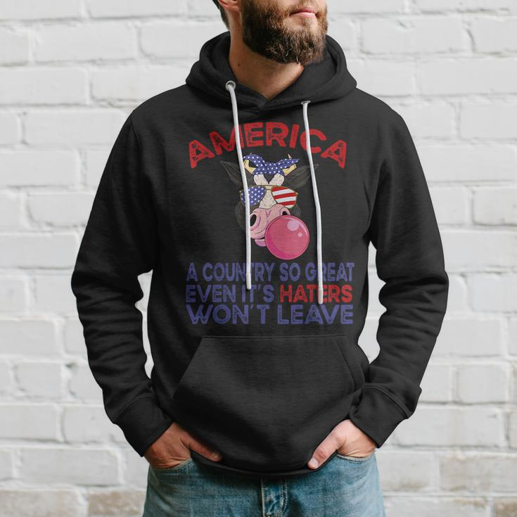 America A Country So Great Even Its Haters Wont Leave Farm Farm Funny Gifts Hoodie Gifts for Him
