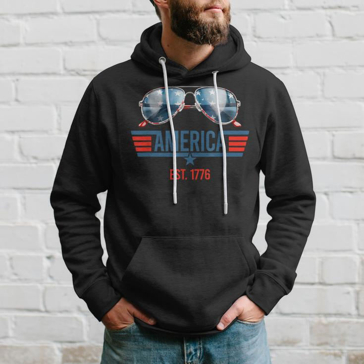 America Est 1776 Usa 4Th Of July Patriotic Sunglasses Hoodie Gifts for Him